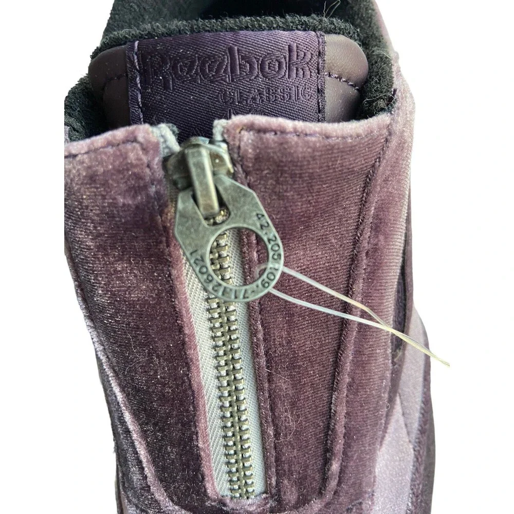 Reebok Womens Club C Double Zip Court Shoes Size 8.5 Purple‎ Velvet Chunky Retro